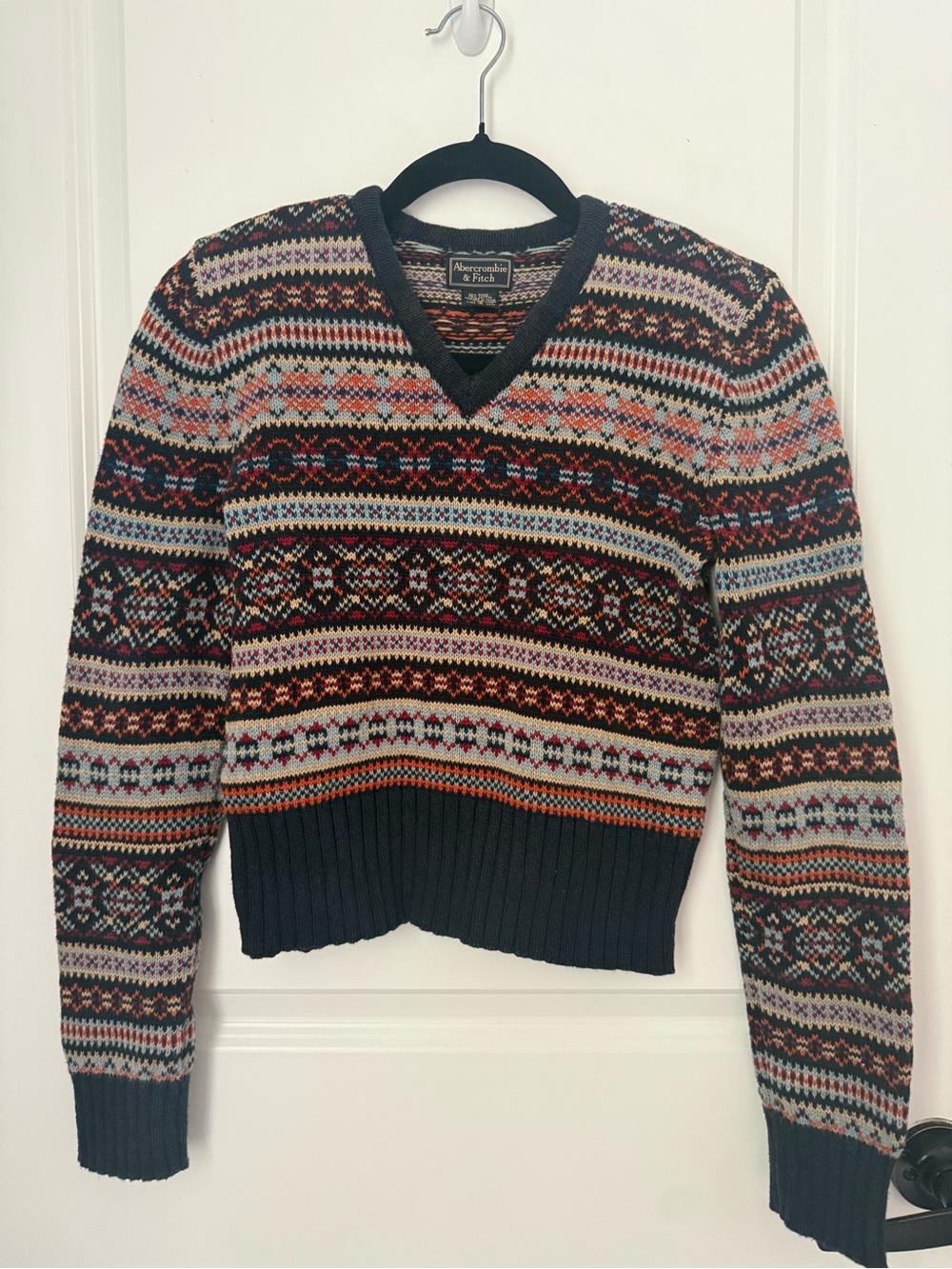 Abercrombie & Fitch Multicolor Fair Isle V-Neck Sweater